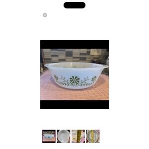 Vintage Pyrex Spring Blossom Crazy Daisy Nest Mixing Bowl 1.5 QT #402 Green